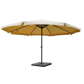 Hhg Hhg - Nunca Usado] Parasol Meran Pro, Sombrilla De Hosteler&iacute;a Con Cenefa &Oslash; 5m Poli&eacute;ster/aluminio 28kg, Crema Con Soporte
