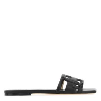 Jimmy Choo London Ladies Black Laran Flat Sandals, Brand Size 34.5 ( US Size 4.5 )