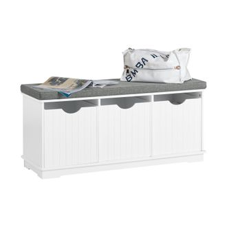 SoBuy Banco De Almacenamiento Con Acolchados Cojines Y 3 Cubos, Estante Del Zapato, Fsr30-w Sobuy Es
