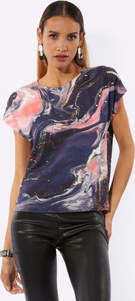 Cr&eacute;ation L Print-Shirt CREATION L Druck-Shirt, Damen, Gr. 36, marine, koralle, bedruckt, 95% Viskose, 5% Elasthan, bedruckt, gemustert, mehrfarbig, Rundhals, Shi