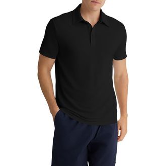 Tommy John Modal Blend Piqu&eacute; Polo in Black at Nordstrom, Size Medium