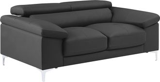 Vente-Unique Sof&aacute; 2 plazas de piel SOLANGE - Gris antracita