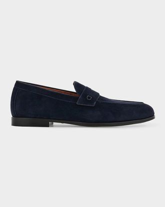 Ferragamo Men & apos;s Tiberio Suede Penny Loafers