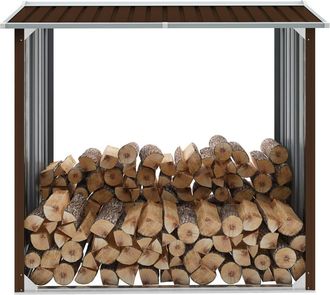 vidaXL Caseta Jard&iacute;n Para Le&ntilde;a Acero Galvanizado Marr&oacute;n 172x91x154 Cm Vidaxl