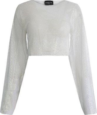 Santa Brands Diamond Top Wide Sleeve - Dames - Longsleeves - Wit - XS - Katoen - Tops