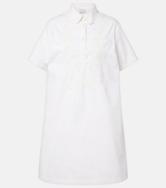 Moncler Abito midi in popeline con ricamo