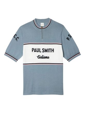 Paul Smith cycling-panel wool sweater - Blue