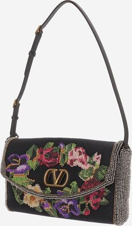 Valentino Garavani Womens Shoulder Bag Devain Multicolour Linen