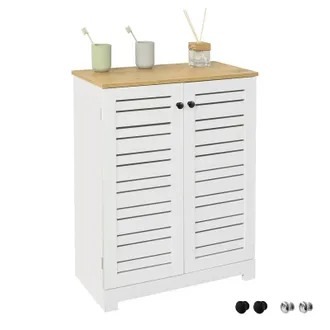 SoBuy Sobuy - Armario Con Pie Mueble Auxiliar Para Ba&ntilde;o Armario De Ba&ntilde;o Con 2 Estantes Y 2 Puertas Blanco Medidas: 60x30x82cm Bzr41-w Es