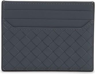 Bottega Veneta Intrecciato Piccolo Leather Card Holder in 8073 Black/thunder at Nordstrom