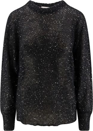 Nude ribbed sequin-detail sweater - Black