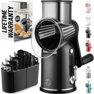 Zulay Kitchen Classic Rotary Cheese Grater 5 Blade Cheese Shredder