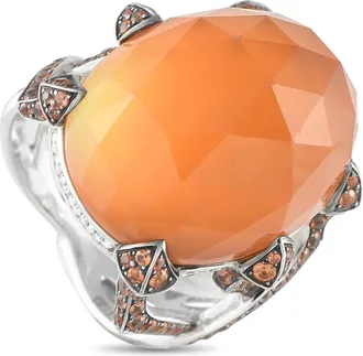Stephen Webster 18K White Gold Diamond, Quartz, and Orange Sapphire Ring SW12-082125