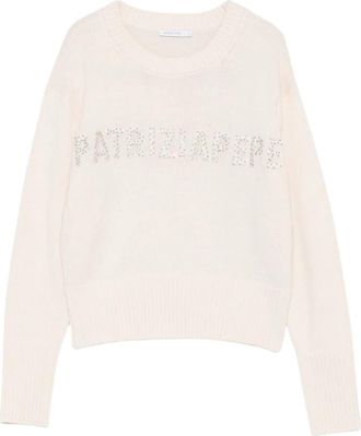 Patrizia Pepe Maglia - Dames - Ronde hals truien - Wit - S - Wol - Truien & Vesten