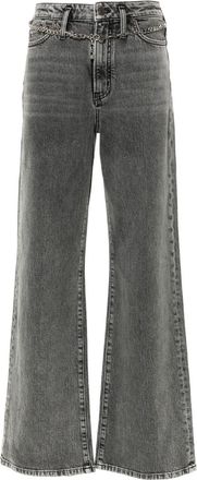 Maje chain-belt wide-leg jeans - women - Cotton/Cotton/CALFSKIN/Polyester/Elastane - 40 - Grey