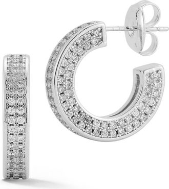 Glaze Jewelry Pav&eacute; Cubic Zirconia Square Tube Huggie Hoop Earrings in Silver at Nordstrom Rack