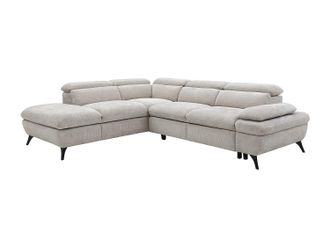 Vente-Unique Sof&aacute; rinconera izquierda de tela beige texturizado SURDELI