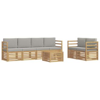vidaXL Conjunto De Sof&aacute;s De Exterior 7 Pcs Blanco Y Gris Claro Vidaxl