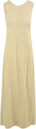 Aspesi Jurken - Dames - Maxi kleedjes - Beige - M - Linnen - Kleedjes