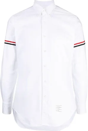 Thom Browne Klassisches, lang&auml;rmeliges Button-Down-Hemd mit spitzem Kragen und GG-Armband aus Oxford