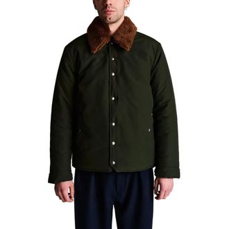 Pop Trading Company Green Padded Jacket with Corduroy Collar - male - Pop Trading Company - Light Jackets - Green - XL - Jackets