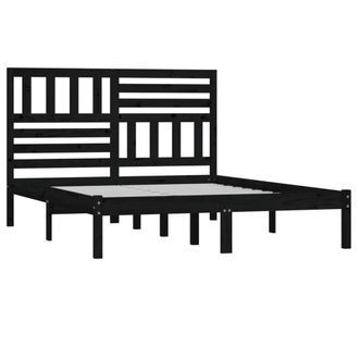 Berkfield Home Beautiful Bed Frame Black Solid Wood Pine 140x190 cm