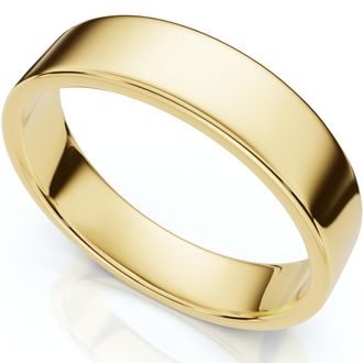 Pompeii3 5mm Flat High Polished Wedding Band 10K Yellow Gold Size Selectable