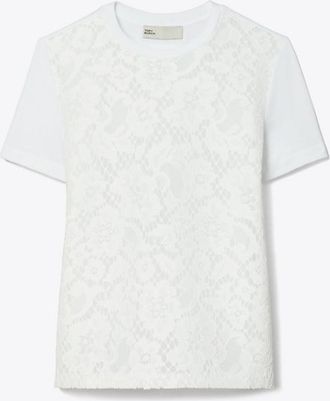 Tory Burch Womens Corded Lace T-Shirt, size XL