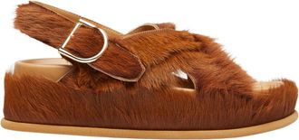 Dries Van Noten Stijlvolle Ponyhair Sandalen - Dames - Sandalen - Bruin - 36 EU - Schoenen