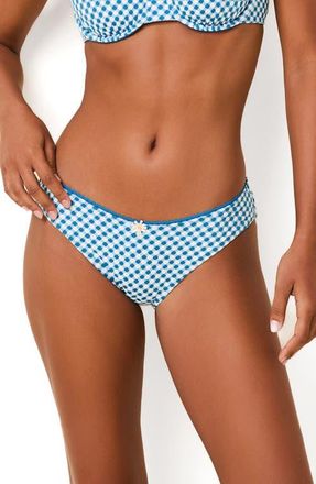 Solid & Striped Daphne Rickrack Trim Bikini Bottoms in Cosmic Blue Gingham at Nordstrom, Size X-Large