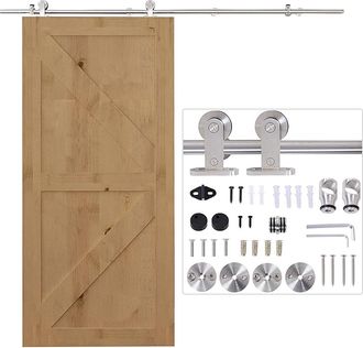 OEM Kit De Herrajes De Acero Inoxidable Para Instalaci&oacute;n De Puerta Corredera De Madera &Oslash;2,5x200 Cm Plata