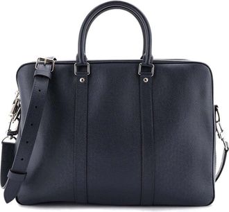 Louis Vuitton Blue Taiga Leather Porte-Documents Voyage Briefcase PM (Authentic Pre-Loved)