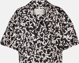 Asceno Lincoln printed cropped silk twill shirt