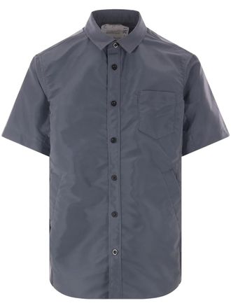 sacai short-sleeved twill shirt - men - Nylon/Polyester/Cotton/Polyurethane - 3 - Grey