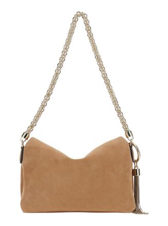 Jimmy Choo London Womens Bag Callie Flap Suede Beige Goat Leather