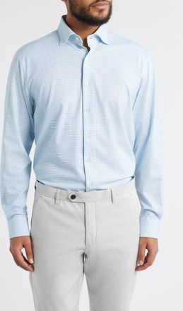 Johnnie-O Albro Top Shelf Gingham Check Cotton Blend Button-Up Shirt in Gulf Blue at Nordstrom, Size Xx-Large