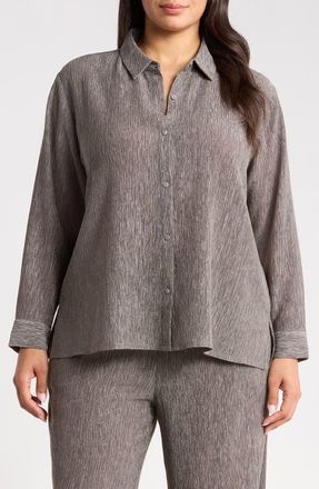 Eileen Fisher Classic Collar Easy Shirt in Twine at Nordstrom, Size 1X