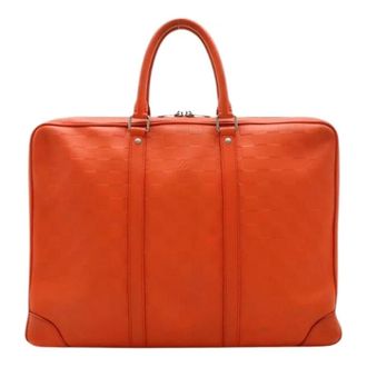 Louis Vuitton Pre-owned Damier Infini Leren Aktetas - Heren - Pre-owned - Oranje - Maat: ONE Size Leer