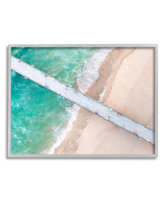 Stupell Industries Aerial Ocean Beach Bridge Framed Giclee Wall Art By Jeff Poe