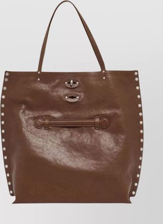 Zanellato studded leather shoulder bag with dual handles