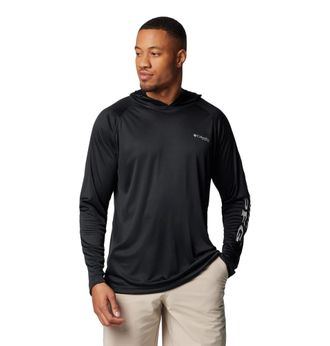 Columbia Mens Terminal Tackle Hoodie, Black/Cool Grey Logo, Medium