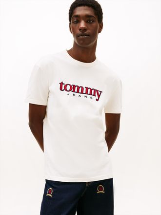 Tommy Jeans T-Shirt TOMMY JEANS TJM REG APPLIQ GRAPHIC, Herren, Gr. XXL, ancient wei&szlig;, Single Jersey, Obermaterial: 100% Baumwolle, regular fit, Shirts T-Shirt