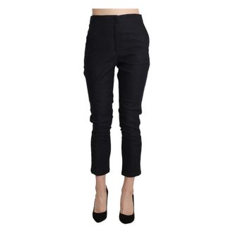 Ermanno Scervino High Waist Capri Cropped Katoenen Broek - Dames - Vrijetijds broeken - Zwart - XS - Katoen - Broeken