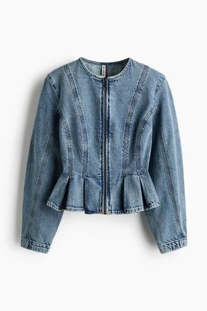 H&M Peplumbluse im Denimlook - Denimblau
