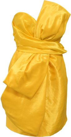 Moschino Couture Mini Bow Detail Dress in Yellow Satin