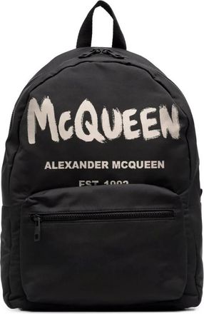Alexander McQueen Graffiti Rugzak Zwart Canvas - Heren - Rugzakken - Zwart - ONE Size - Nylon - Tassen