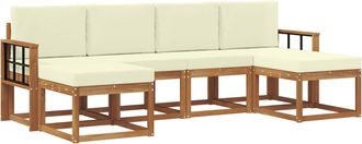 vidaXL Conjunto De Sof&aacute;s De Exterior 6 Uds. Natural Y Crema Vidaxl
