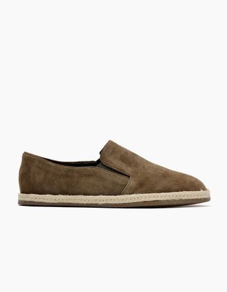 Hudson Mens HAVANA MENS KHAKI SUEDE ESPADRILLES - Green - Size: 11