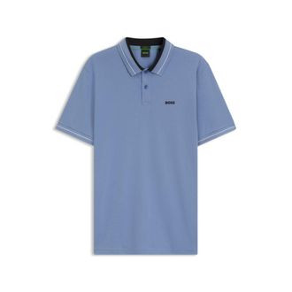 BOSS Stripe-trim polo shirt in stretch cotton