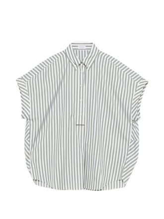 Brunello Cucinelli Green Oversized Stripes Shirt